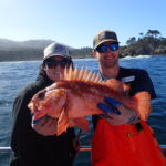 Cheyanna C. and Jimmy W. proudly holding a Copper Rockfish (Sebastes caurinus) Cheyanna C. and Jimmy W. with a copper rockfish on a CCFRP trip