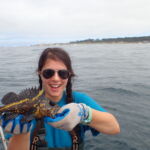 June S. getting excited about her China Rockfish (Sebastes nebulosus) June S. holding a China Rockfish on a CCFRP trip