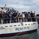 Volunteer anglers and crew back aboard the F/V Sum Fun after a successful day of sampling Volunteer anglers and crew back aboard the F/V Sum Fun after a successful day of sampling