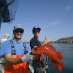 Chandler S.H. and Captain Kyle with an awesome Vermilion Rockfish (Sebastes miniatus) that was caught and released at the Point Buchon MPA Chandler S.H. and Captain Kyle with an awesome Vermilion Rockfish (Sebastes miniatus) that was caught and released at the Point Buchon MPA