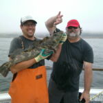 Grant W. and Phil E. with a Lingcod (Ophiodon elongatus) Grant W. and Phil E. with a Lingcod (Ophiodon elongatus) caught on a CCFRP trip