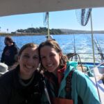 Science crew teammates as the F/V Huli Cat heads back to the harbor Science crew teammates as the F/V Huli Cat heads back to the harbor