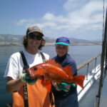 Matt M. and Marcy D. with a tagged Vermilion Rockfish (Sebastes miniatus) Matt M. and Marcy D. with a tagged Vermilion Rockfish (Sebastes miniatus) caught on a CCFRP trip