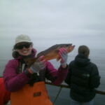 Rose D. with a Bocaccio (Sebastes paucispinis) Rose D. with a Bocaccio (Sebastes paucispinis) caught on a CCFRP trip