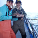 Erin and Sandra with her nice Brown Rockfish (Sebastes auriculatus) prior to release Erin and Sandra with her nice Brown Rockfish (Sebastes auriculatus) prior to release