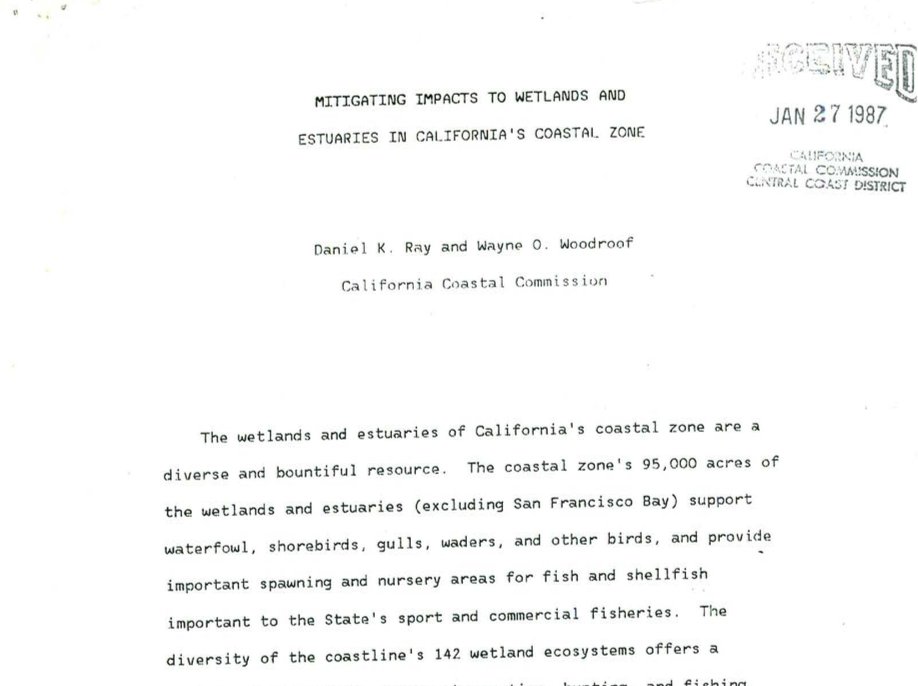 Mitigating Impacts to Wetlands and Estuaries in Californias Coastal Zone