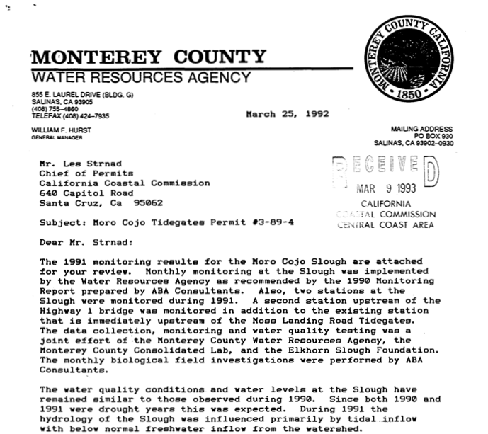 Moro Cojo Slough Monitoring