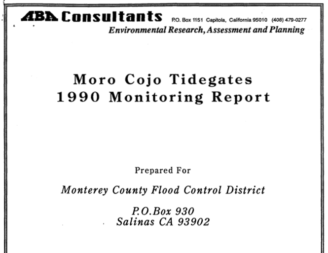 Moro Cojo Tidegates 1990 Monitoring Report