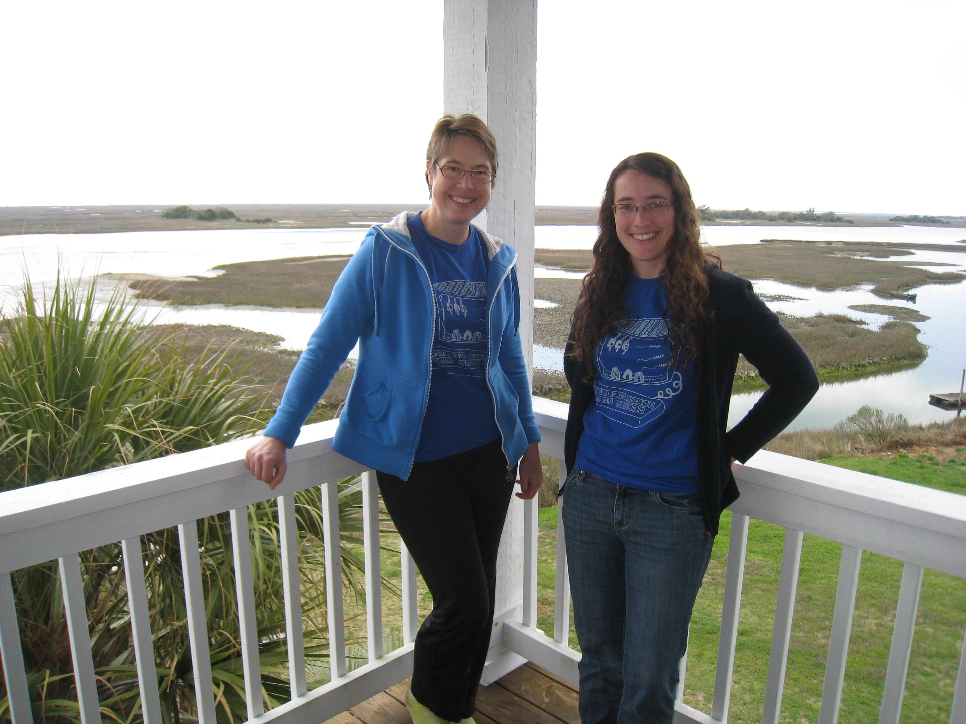 Visiting Julie in Wilmington, NC to work on the SIT project. "SIT-in" T-shirts designed by S. Bender.