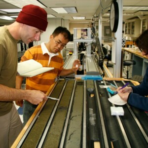 Ivano Aiello describing a sediment core, IODP Exp 323