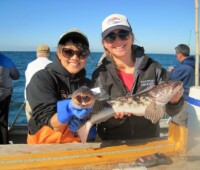 Bonnie and Laurel collecting Lingcod in Southern CA