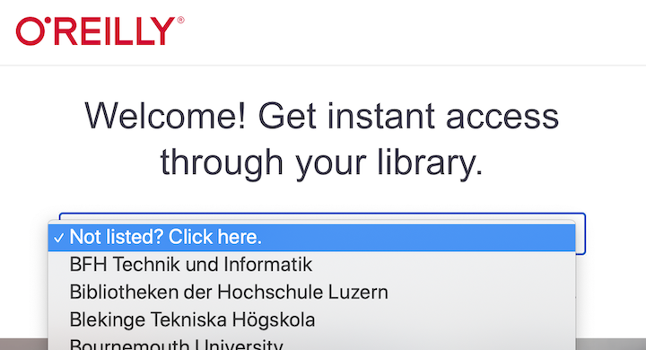 O’Reilly login institution list