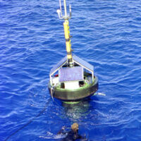 MOBY in water with diver at surface