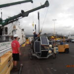 MOBY being loaded onto the KOK at Pier 35