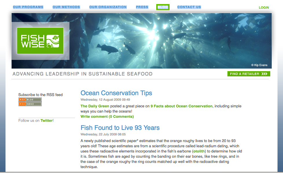 Check out the new FishWise blog on sustainable seafood
