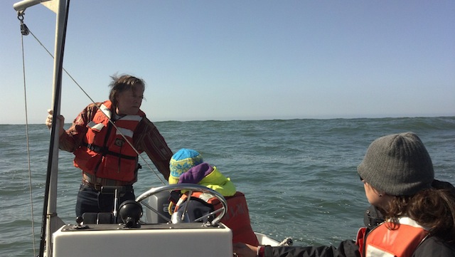 Professor Kenneth Coale and students Kristin Walovich and Ashley Wheeler prepare to sample water at depth. Photo: D. Wyse