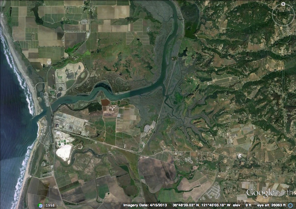 Map of Elkhorn Slough, from Google Earth