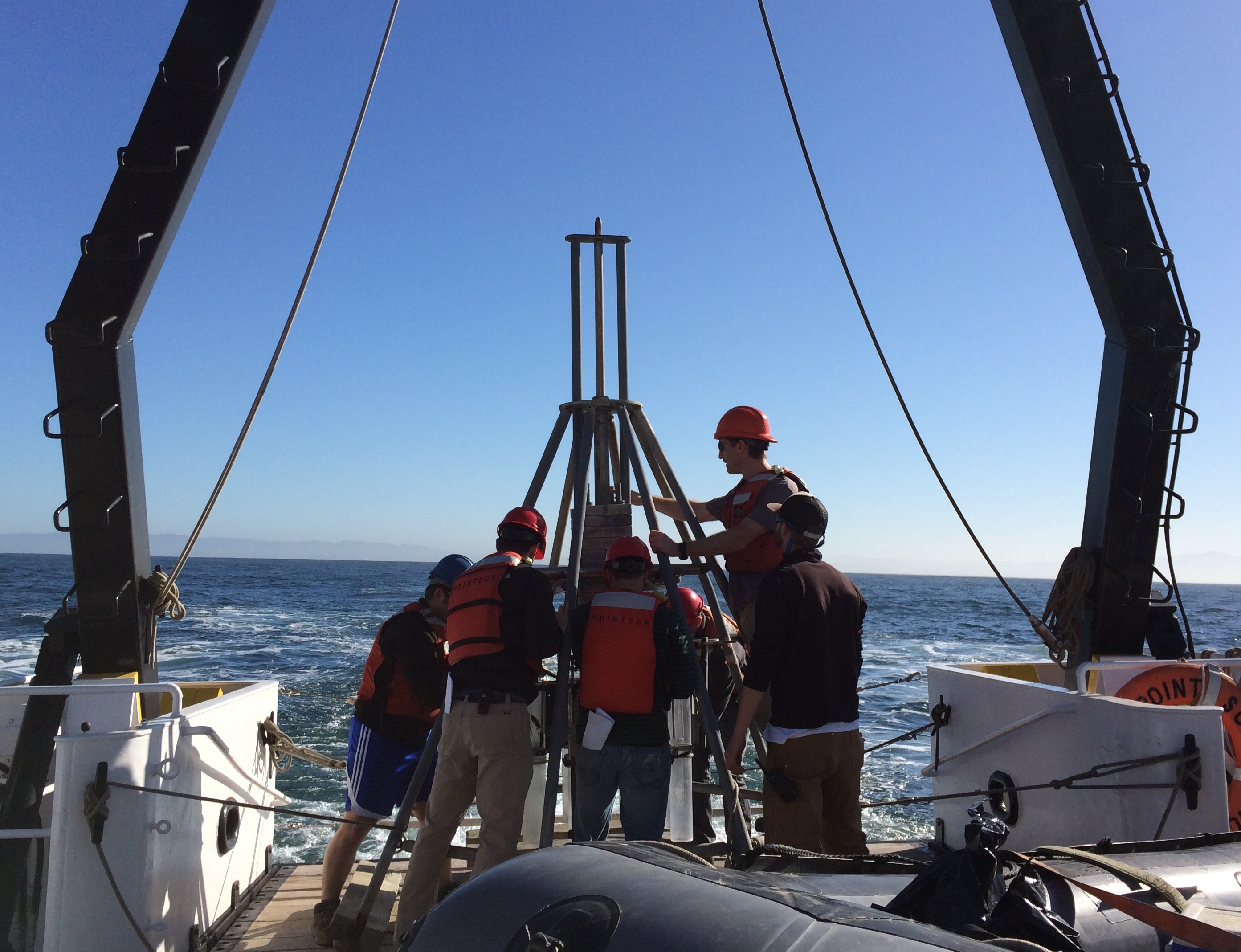 Chemical oceanography students prepare the multi-corer