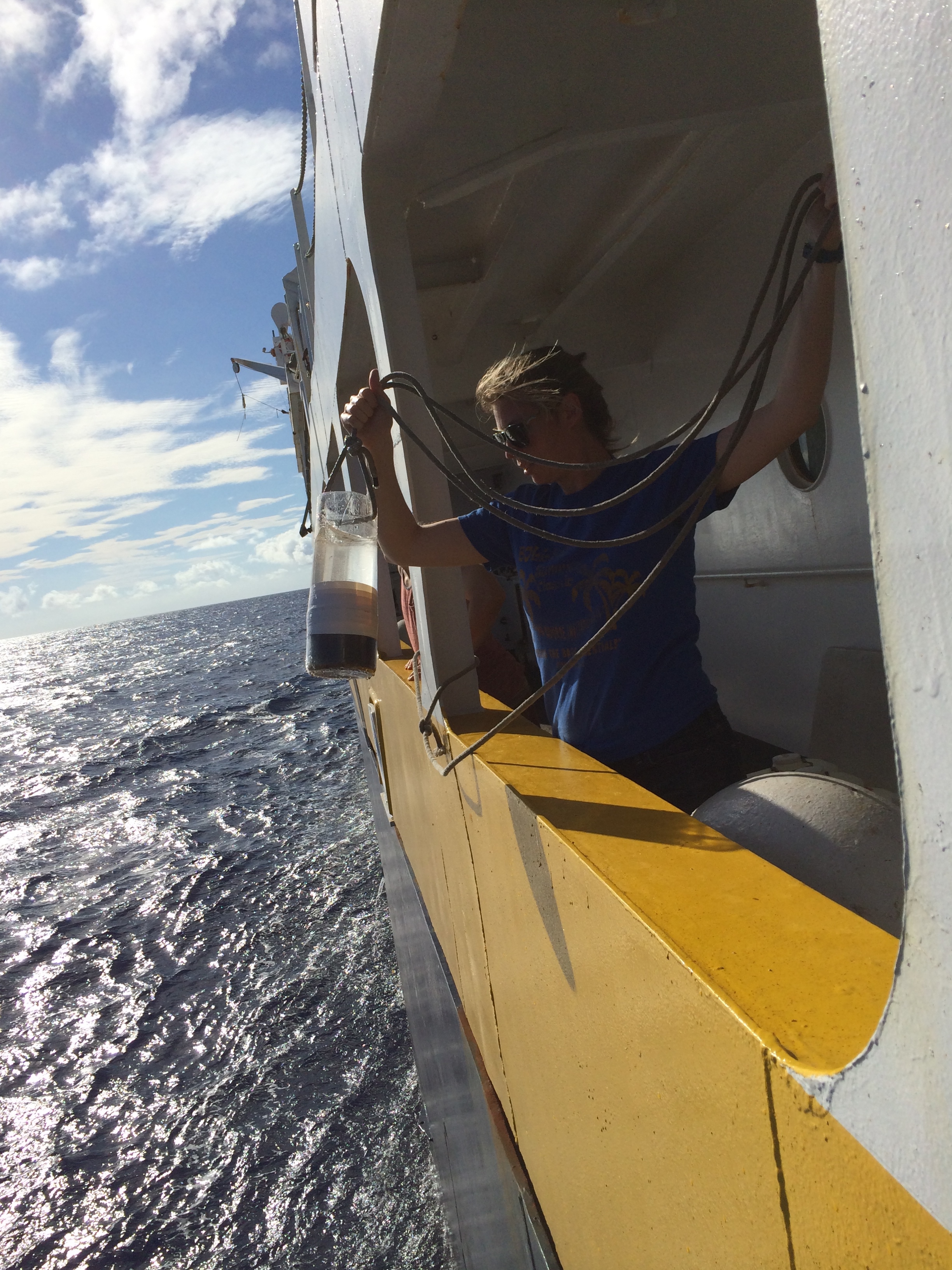 Meredith collects a sample via a bucket cast