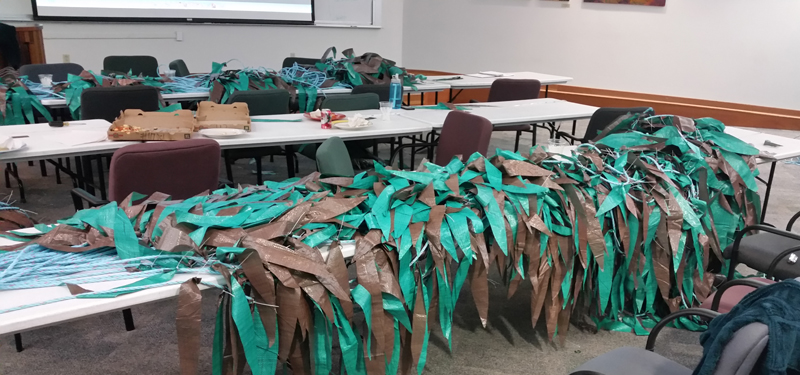 Thousands of fake blades are attached to hundreds of polypro stipes to make up the plants. Photo: Lindsay Cooper