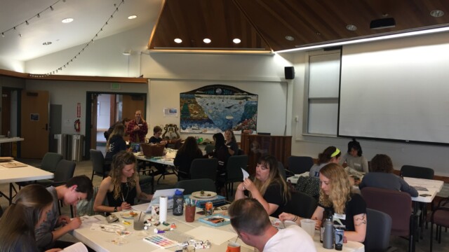 Our first Crafts n Drafts event in 2019. Chapter members enjoyed a night of beverages and coloring, knitting, crocheting, and painting to de-stress before finals.