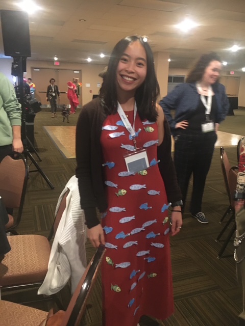 Hannah as Red Tide Hannah presented her thesis work at the National Harmful Algae Bloom Conference in 2024 dressed up as red tide.