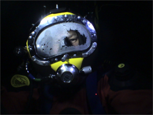 Stacy Kim under the Antarctic ice.