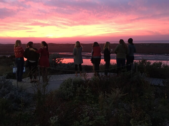 MLML graduate students enjoy the end of another beautiful day on Monterey Bay.